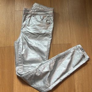 Zara, Silver pants, jean/ denim style fit. Size 26.